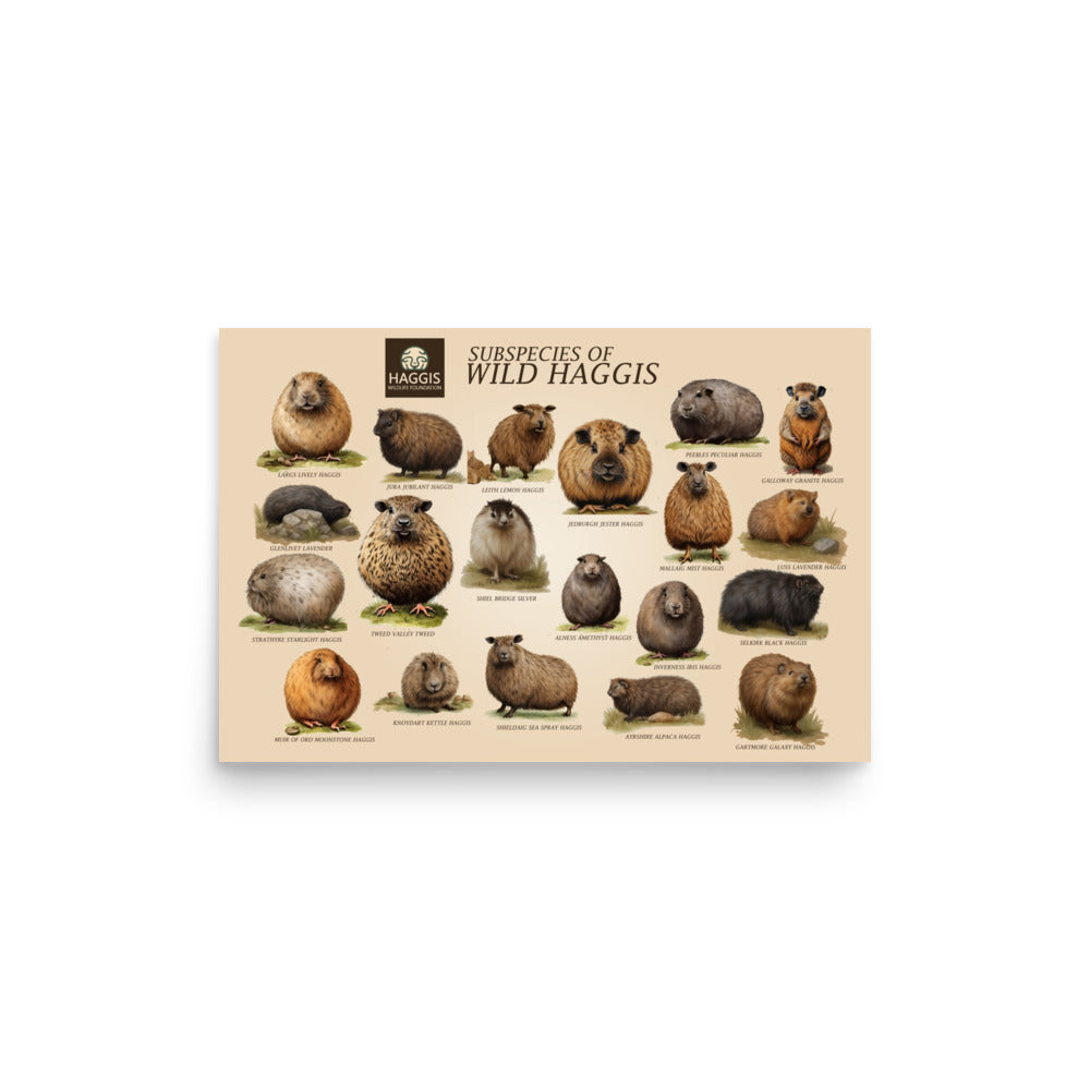 Sub Species Of wild Haggis Animals Poster