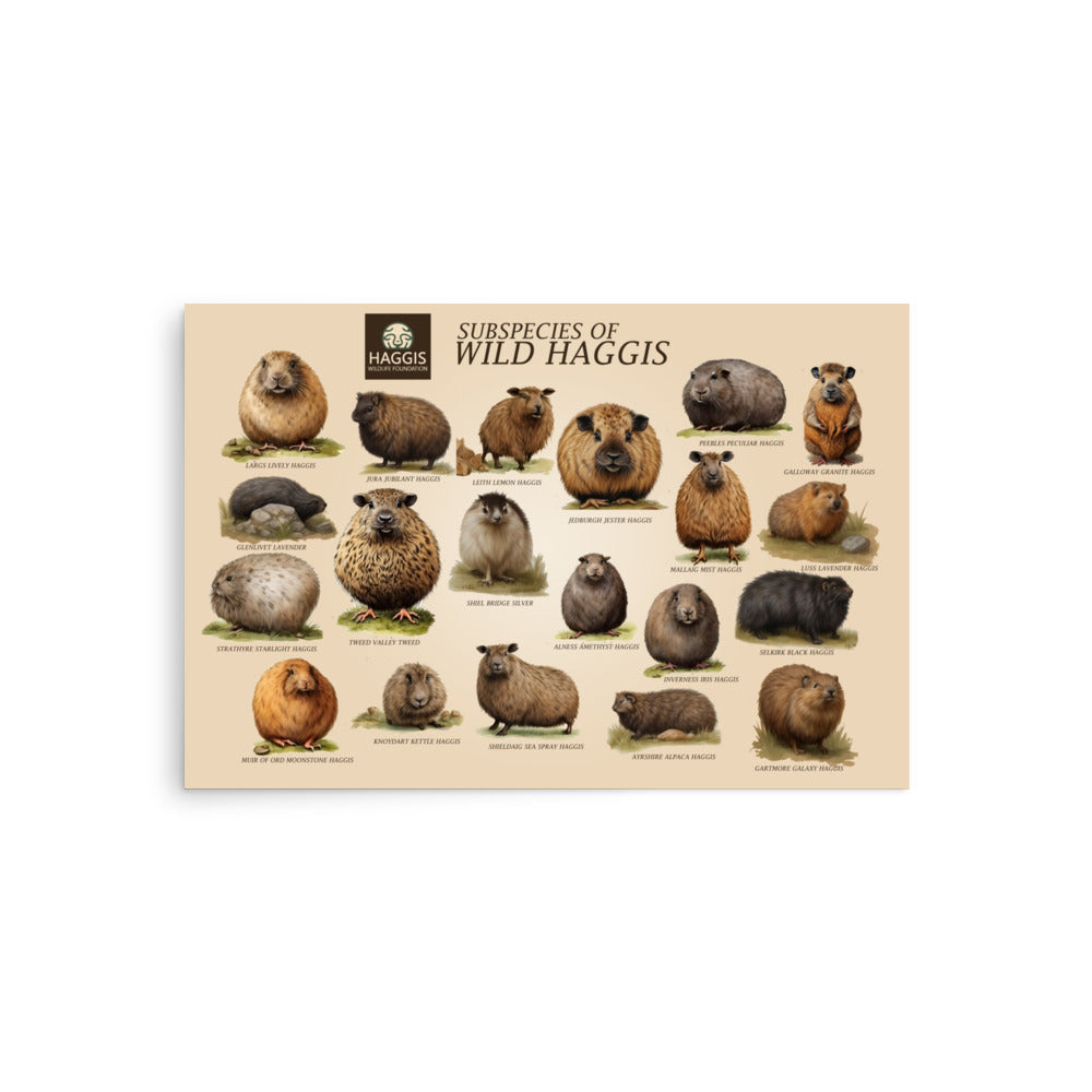 Sub Species Of wild Haggis Animals Poster