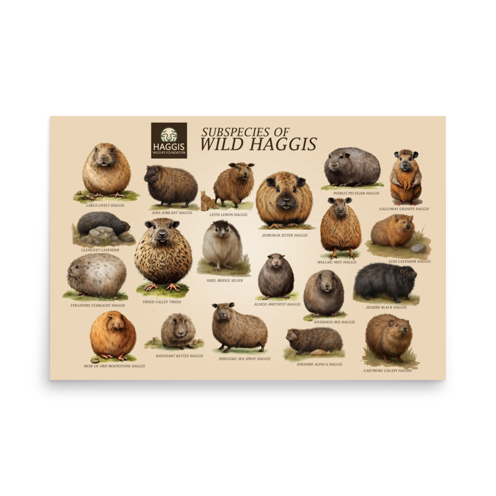 Sub Species Of wild Haggis Animals Poster