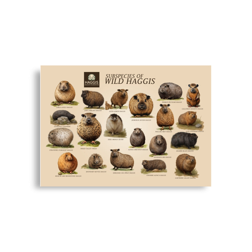 Sub Species Of wild Haggis Animals Poster